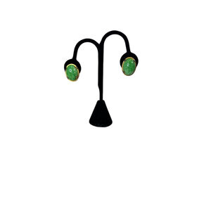 Women's Unbranded Green Gold Oval Clip-On Earrings One Size